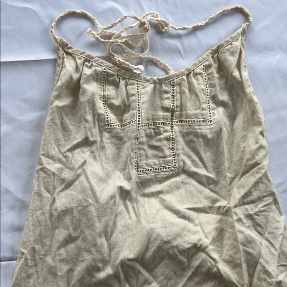 Hurley Beige Fringed Women's Mini Dress Boho Coastal Cowboy 100% Cotton - Picture 2 of 12